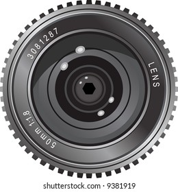 Illustration of the front of a camera lens.