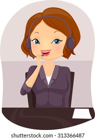 Illustration of a Front Desk Officer Handling a Call