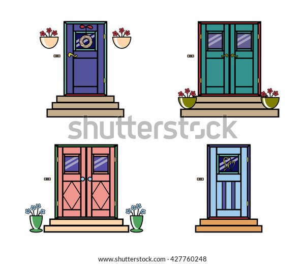 Illustration Front Doors Various Type Doors Stock Vector Royalty