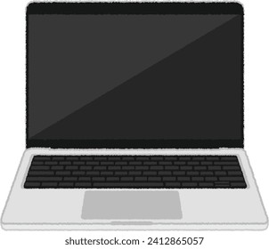 Ilustración de la parte delantera de un portátil con pantalla gris