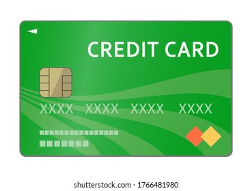 Illustration of the front side of a green credit card