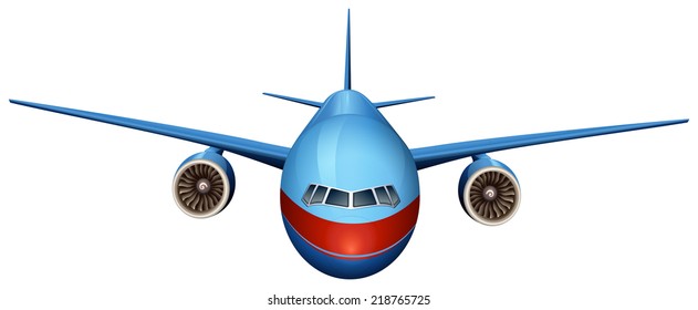 Illustration Of A Front View Of A Plane On A White Background 