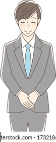 Ilustración de un hombre frente al frente inclinándose