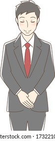 Ilustración de un hombre frente al frente inclinándose