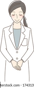 Illustration of a front-facing woman bowing