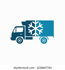 illustration of frozen box truck, refrigerated truck, vector art.