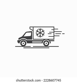 illustration of frozen box truck, refrigerated truck, vector art.