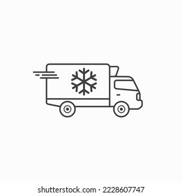 illustration of frozen box truck, refrigerated truck, vector art.