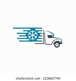 illustration of frozen box truck, refrigerated truck, vector art.