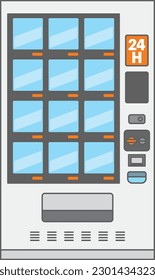 Illustration of a frozen vending machine seen from the front