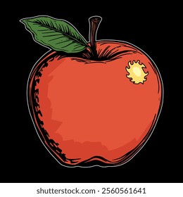 illustration, fruit, apple, food, vector, design, isolated, fresh, juicy, healthy, art, organic, graphic, icon, red, symbol, outline, apples, nutrition, diet, leaf,