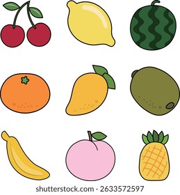 Illustration of fruit icon with line