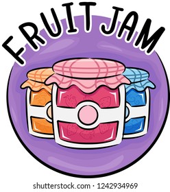 Illustration of Fruit Jams Icon in Red, Yellow and Blue