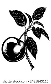 Ilustración de fruta con silueta de Vector de hoja para App, Sitio web, ícono....