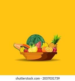 illustration of fruit on a yellow background