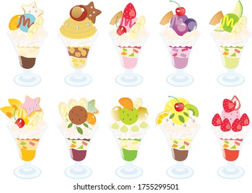 Illustration Of Fruit Parfait Set