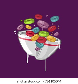 illustration of fruit rings. plate with fruit rings