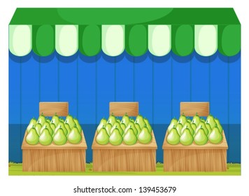 Illustration of the fruit stands with pears on a white background