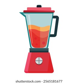 Illustration of Fruit or Vegetable Blender with Liquid inside on white