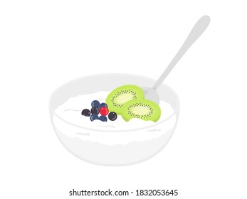 Illustration of fruit yogurt in a bowl.