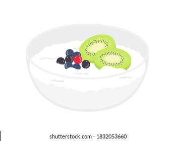 Illustration Of Fruit Yogurt In A Bowl.