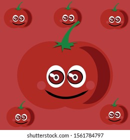illustration of fruits with a cute face.