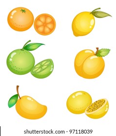 Illustration of fruits on a white background