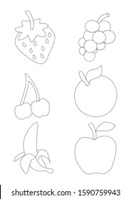 Illustration Fruits Outline Art Vector Kids Stock Vector (Royalty Free ...