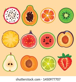 Ilustración de los frutos que figuran en las secciones