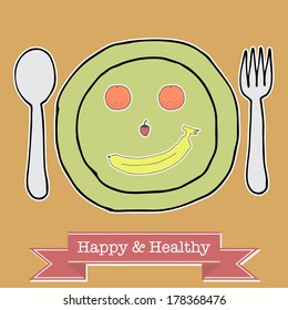 Illustration of fruits in smiling face shape