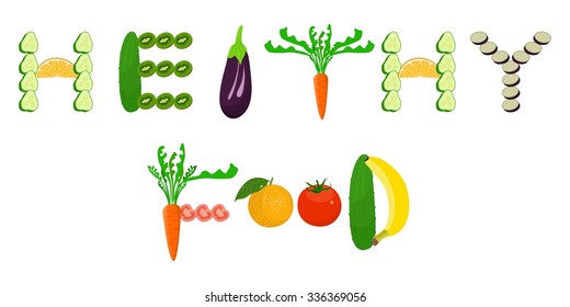 illustration with fruits and vegetables dedicated to healthy eating.