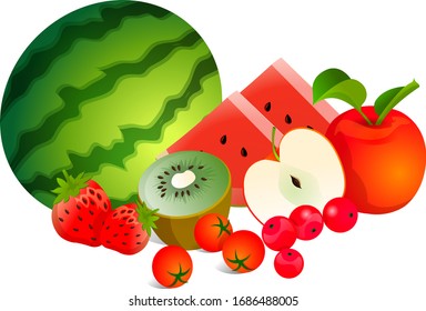 Illustration of fruits, with white background vector