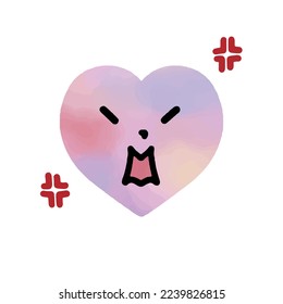 Illustration of frustrated angry expression in the shape of a heart