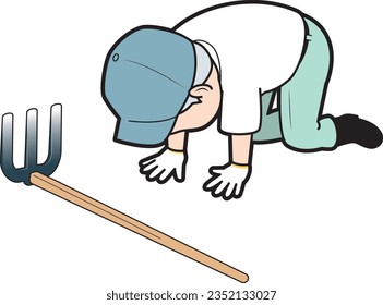 Ilustración de un agricultor frustrado