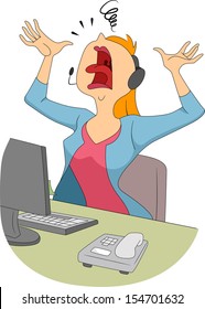 Illustration of a Frustrated Girl Freaking Out and Shouting at the Top of Her Lungs