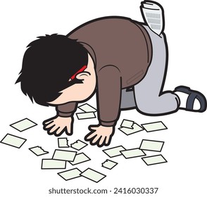 Illustration of a frustrated male gambler