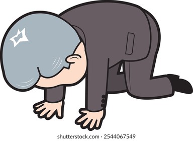 Illustration of a frustrated senior businessman