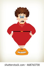 Illustration of frustrated woman with scale.