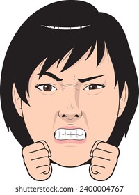 Illustration of a frustrated woman's face