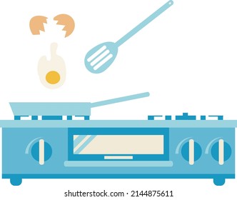 Illustration of frying pan and stove