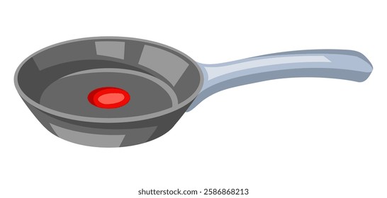 Illustration of frying pan. Stylized kitchen object for cooking recipe and menu.