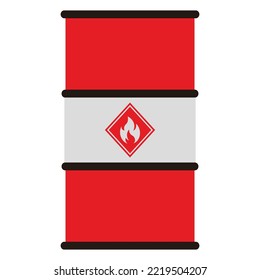 Illustration Of Fuel Container Icon With Flammable Symbol.