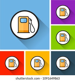 Illustration of fuel pump icons with long shadow