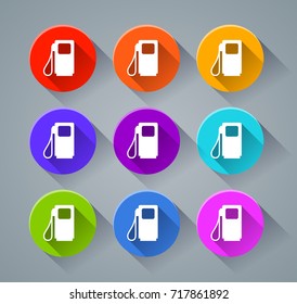 Illustration of fuel pump icons with various colors