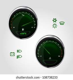 illustration of fuel and temperature control of dashboard car