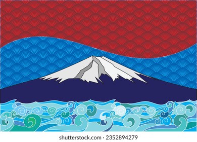 Illustration of the fuji mountain and wave background.