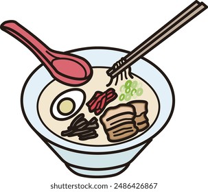 Illustration of Fukuoka specialty “Hakata Ramen” (color)