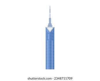 Illustration of Fukuoka Tower building.