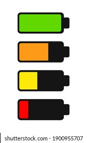 Illustration of full battery to low battery with different colour.