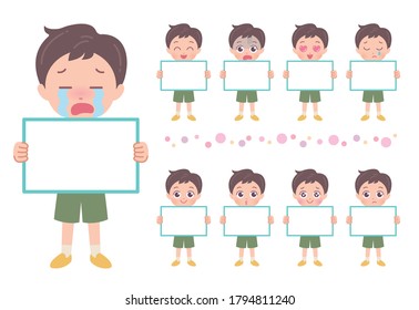 Illustration of the full body of a boy with a board.Vector art so easy to edit.